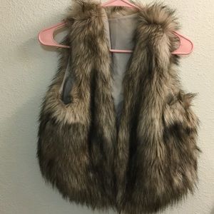 Faux fur sweater vest
